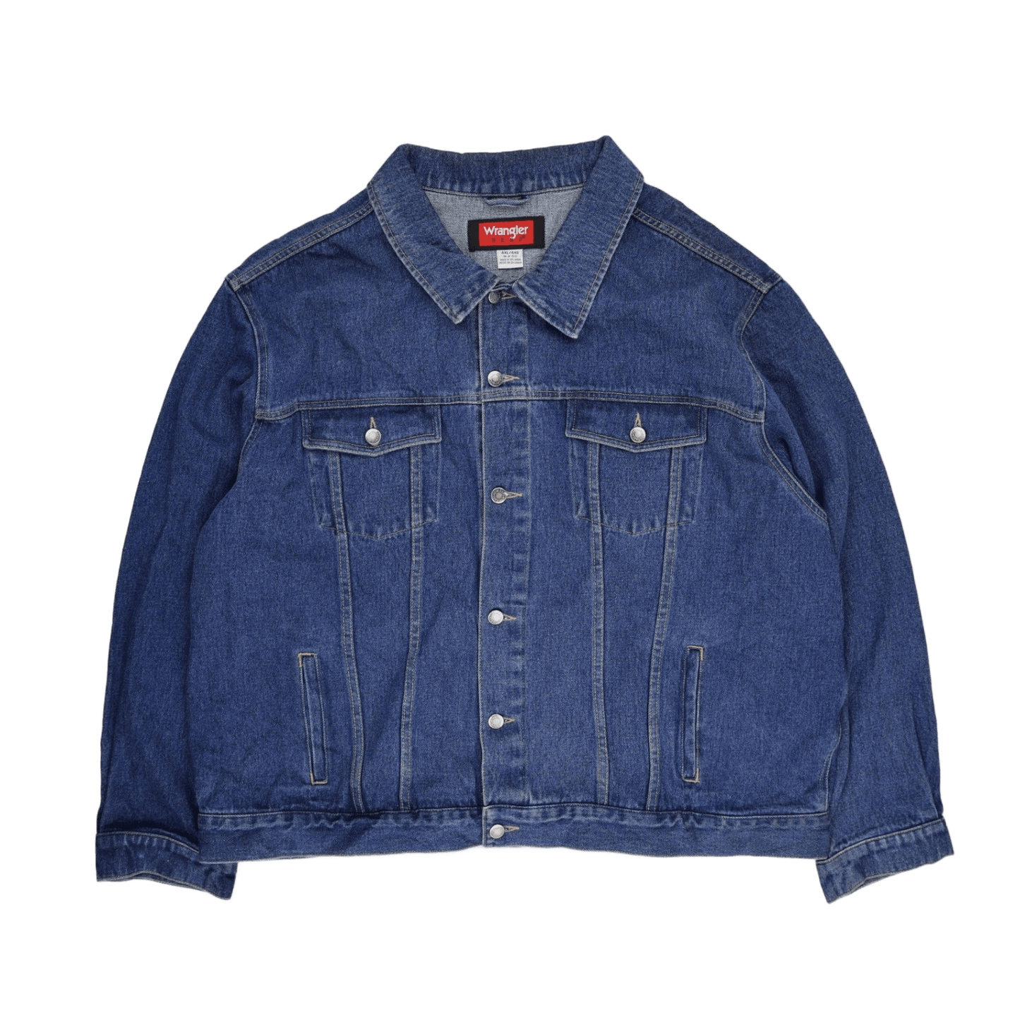 Wrangler Vintage Blue Denim Jacket 4XL Cotton Denim Collared Neckline
