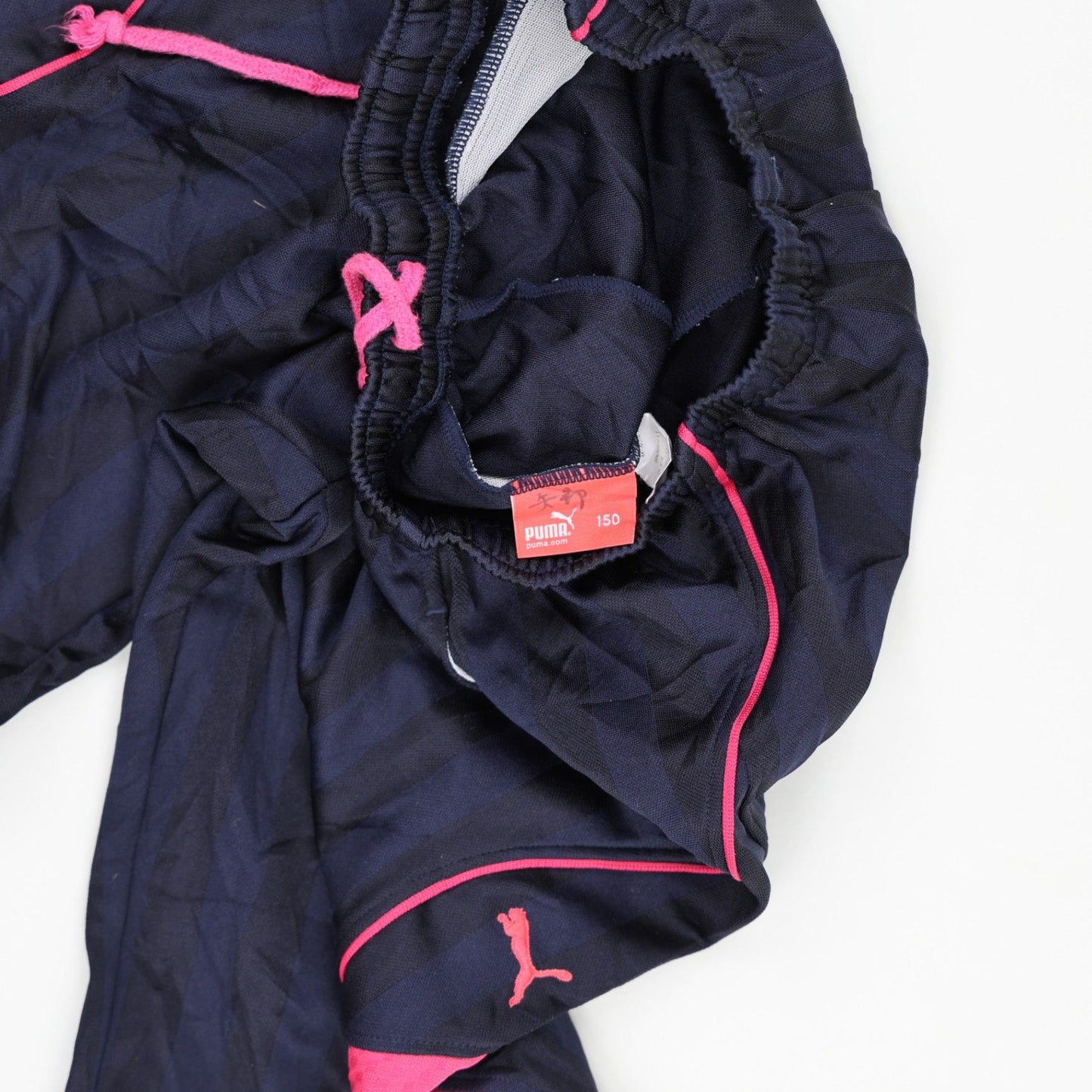 PUMA Navy Blue Pink Stripe Track Pants Size 150 Small Polyester Blend