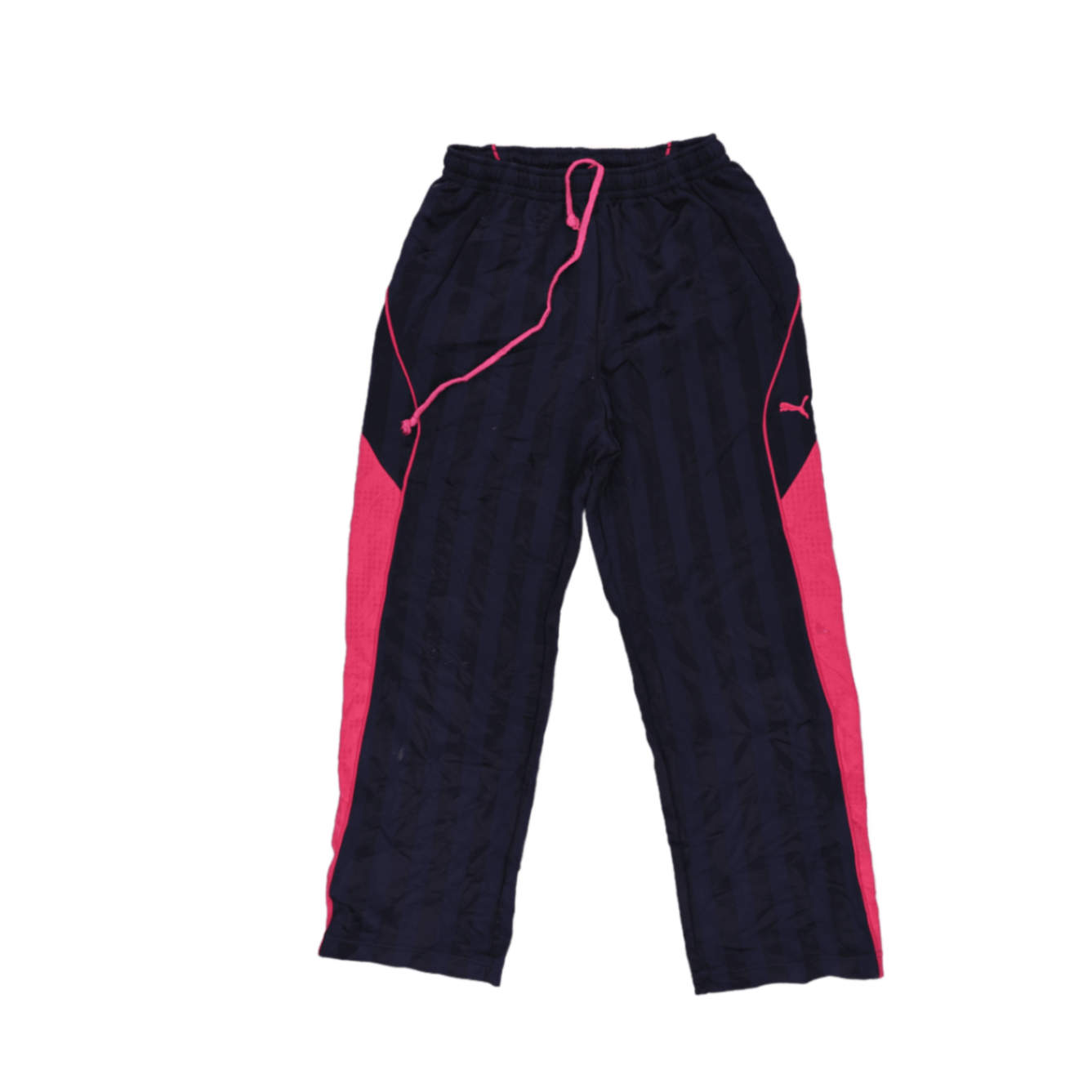 PUMA Navy Blue Pink Stripe Track Pants Size 150 Small Polyester Blend