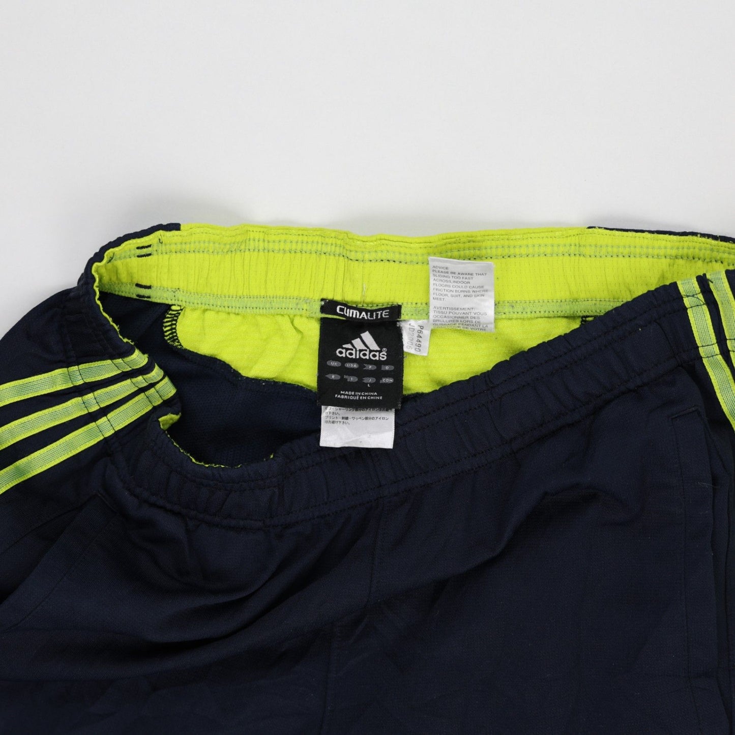 adidas Climalite Navy Neon Green Mens Track Trousers Size Medium Polyester