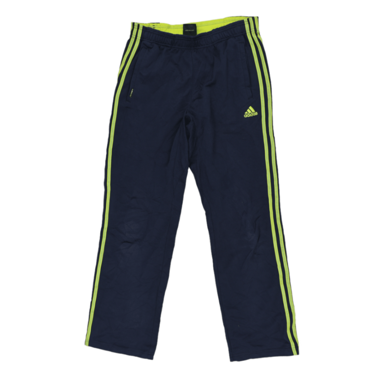adidas Climalite Navy Neon Green Mens Track Trousers Size Medium Polyester
