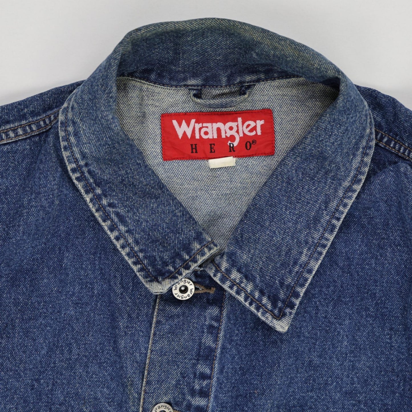 Wrangler Hero Vintage Blue Denim Jacket Men's Large Cotton Western Collared