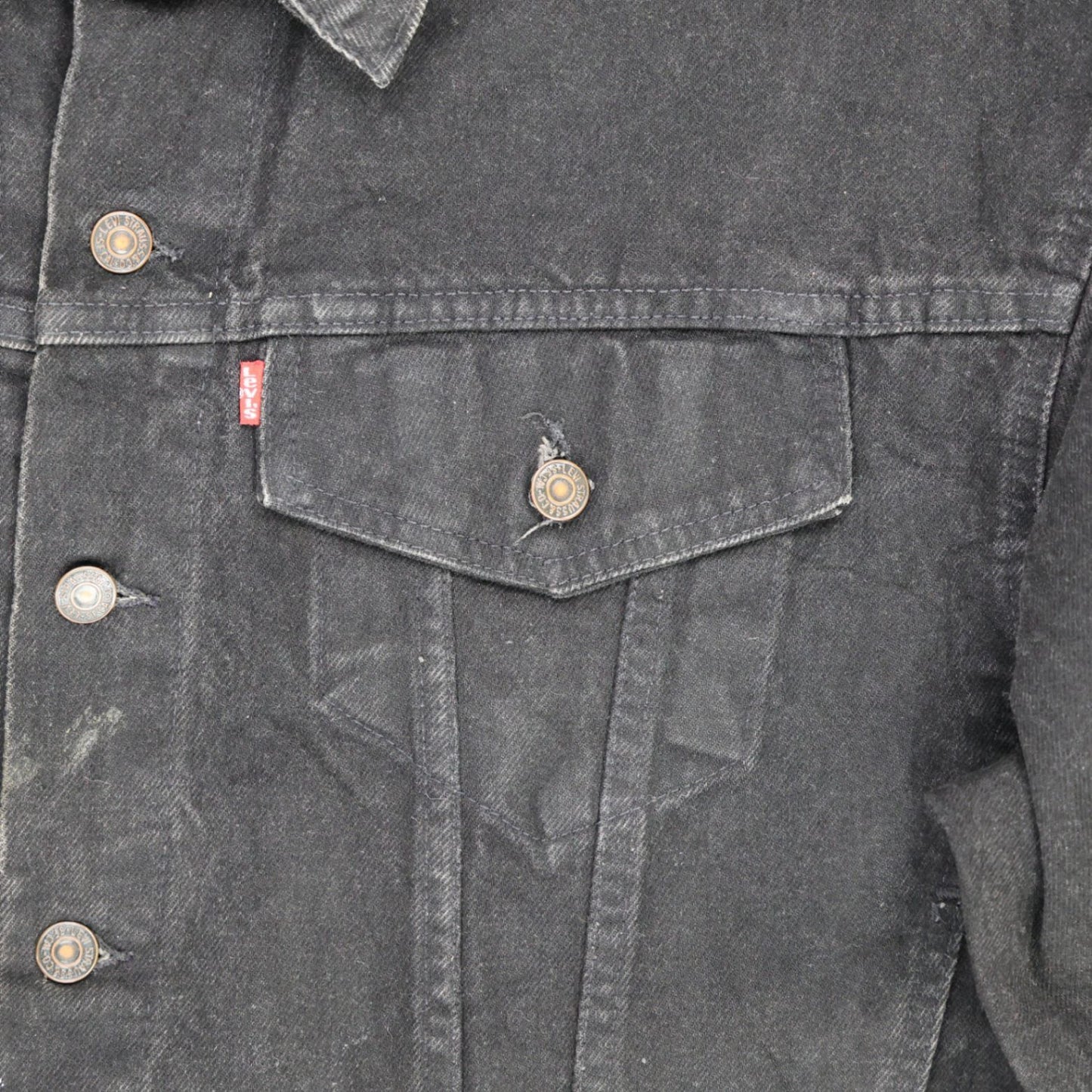 Levi's Black Denim Jacket Large Vintage Cotton Collared Trucker Style