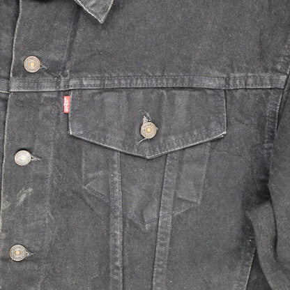 Levi's Black Denim Jacket Large Vintage Cotton Collared Trucker Style