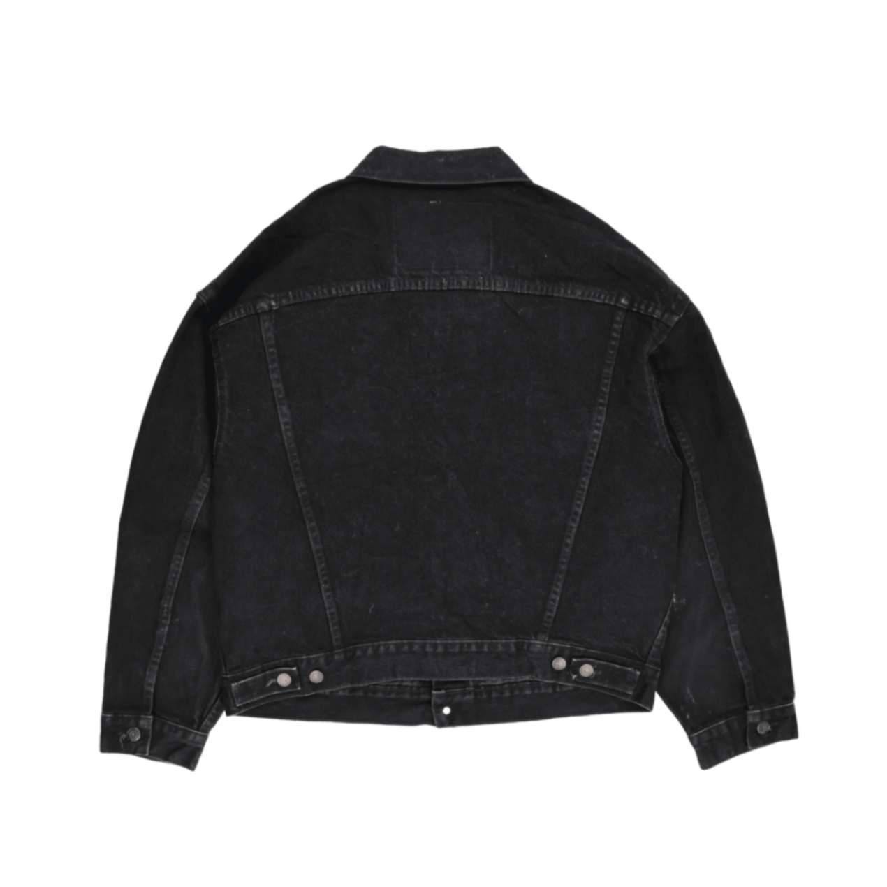 Levi's Black Denim Jacket Large Vintage Cotton Collared Trucker Style