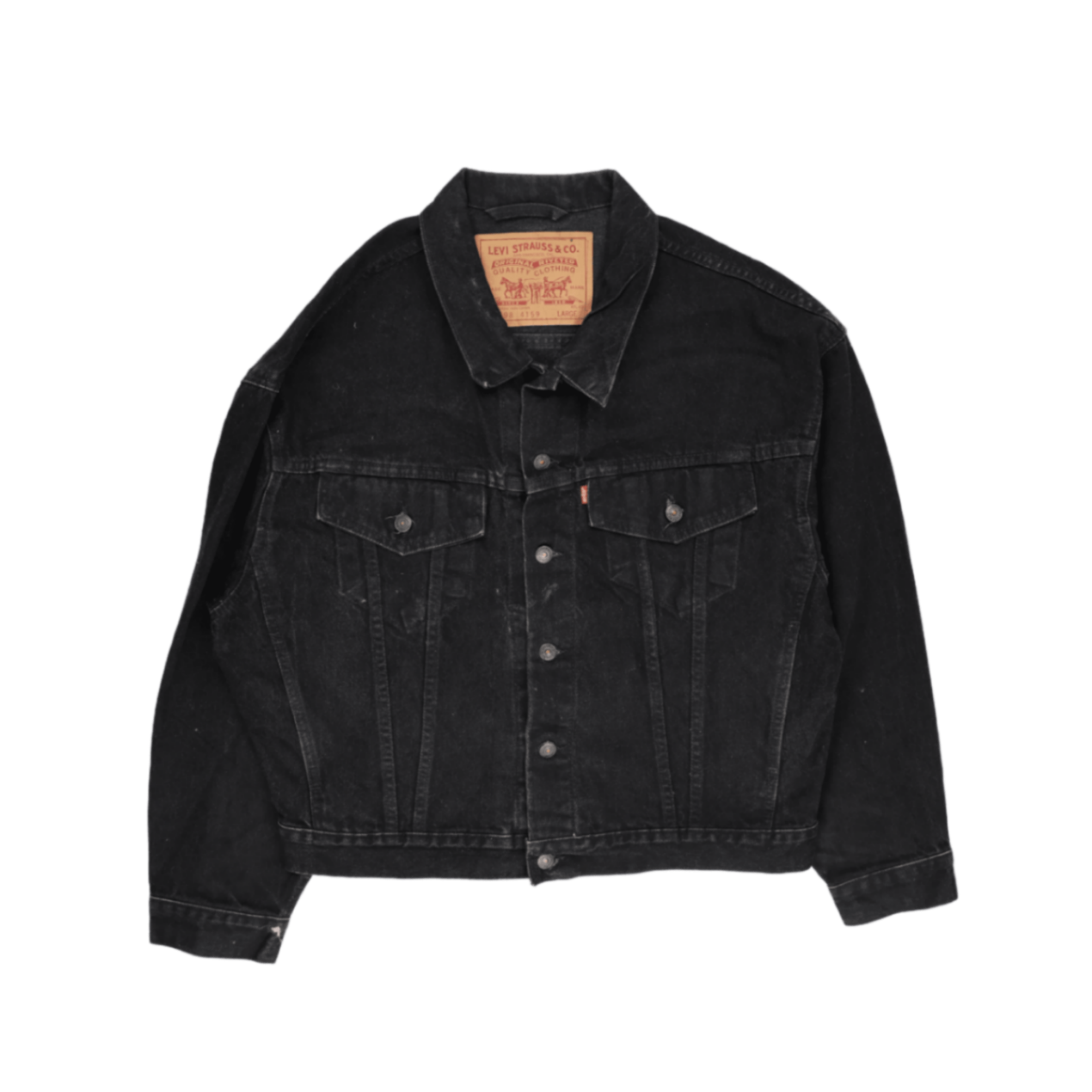 Levi's Black Denim Jacket Large Vintage Cotton Collared Trucker Style
