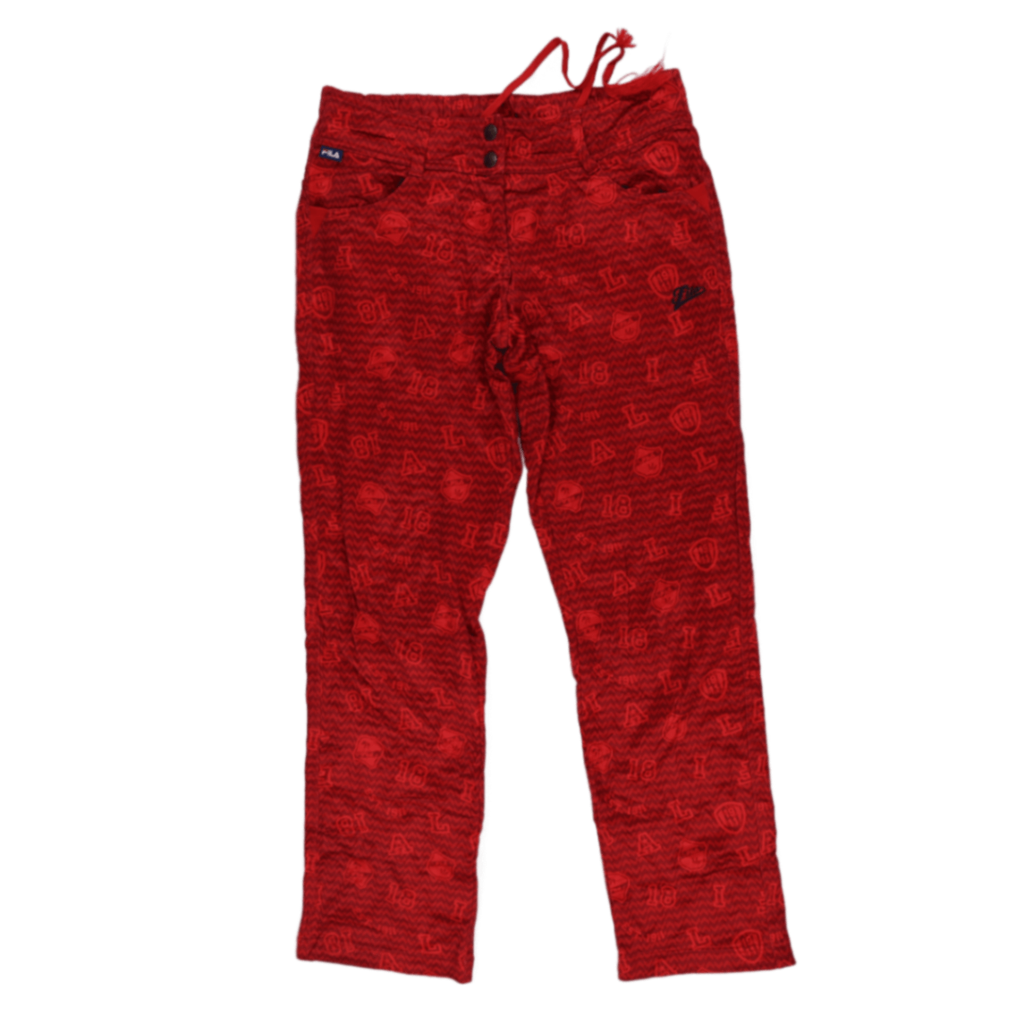 Fila Red Patterned Drawstring Trousers Large 42 Waist 74 Inseam Polyester Casual