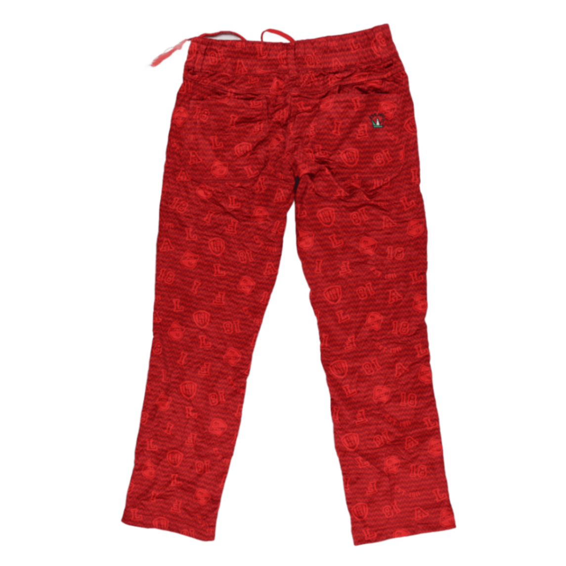 Fila Red Patterned Drawstring Trousers Large 42 Waist 74 Inseam Polyester Casual