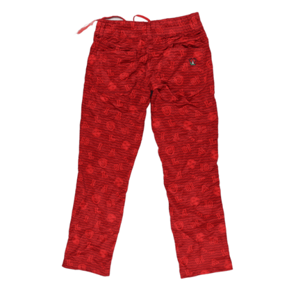 Fila Red Patterned Drawstring Trousers Large 42 Waist 74 Inseam Polyester Casual