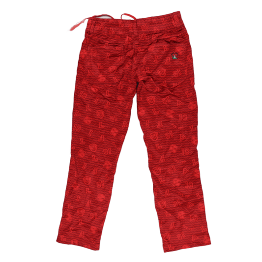 Fila Red Patterned Drawstring Trousers Large 42 Waist 74 Inseam Polyester Casual