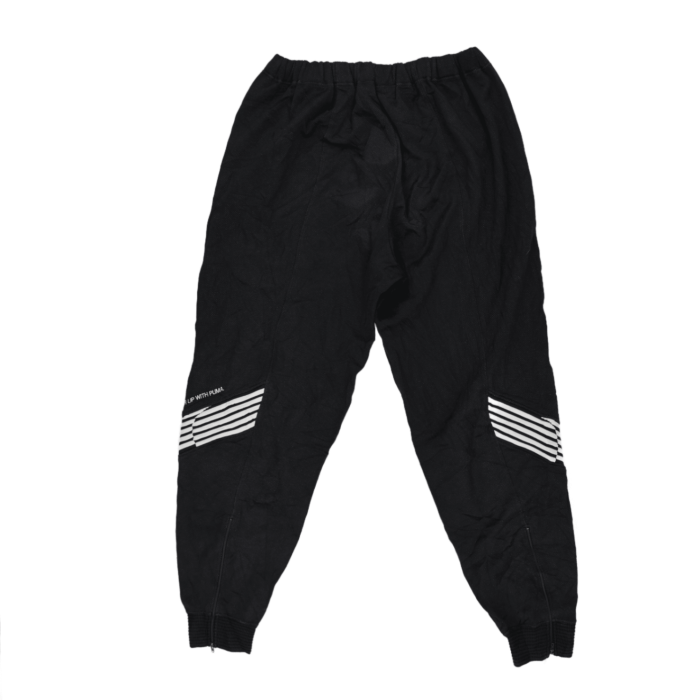 PUMA Black Track Bottoms Men's Medium Polyester Blend 36 Inch Waist 76 cm Inseam