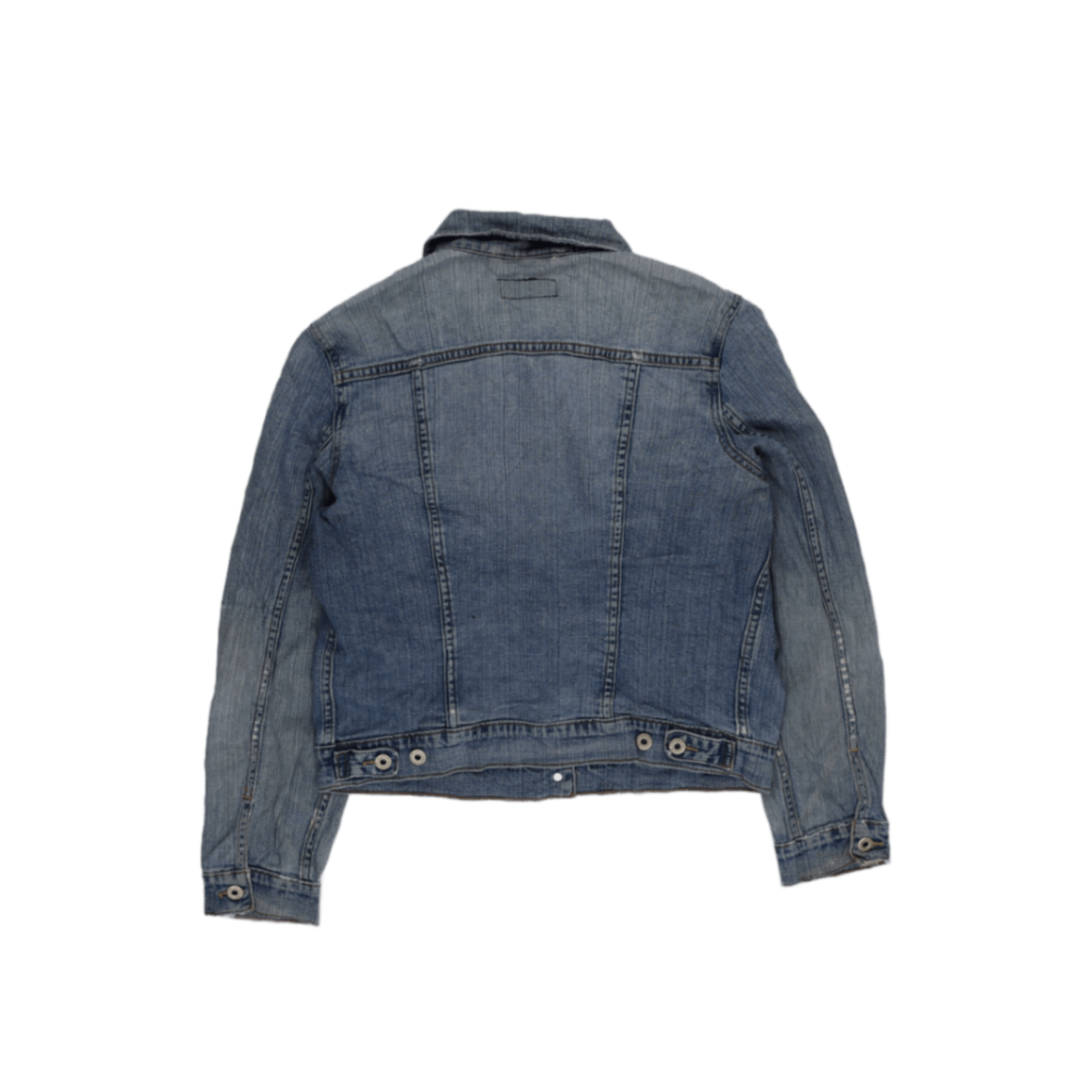 Vintage Blue Washed Denim Jacket for Women Cotton Collared Style