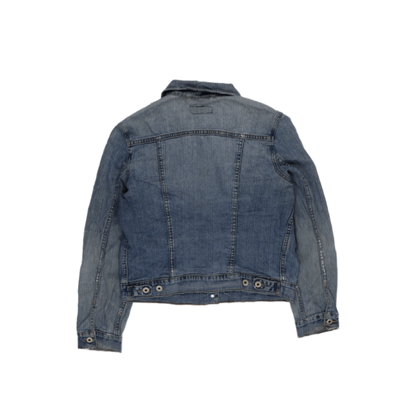 Vintage Blue Washed Denim Jacket for Women Cotton Collared Style