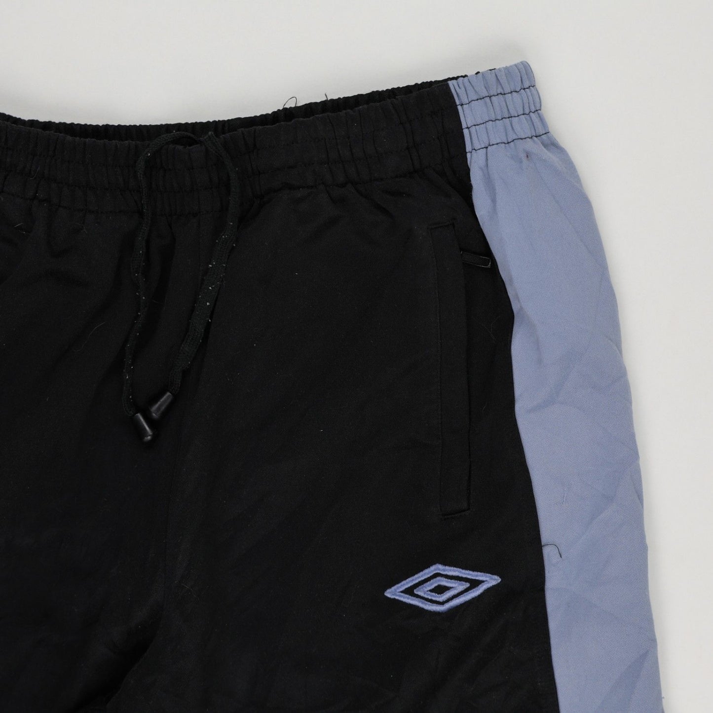 Umbro Vintage Black Track Pants with Blue Side Stripe Size L Polyester