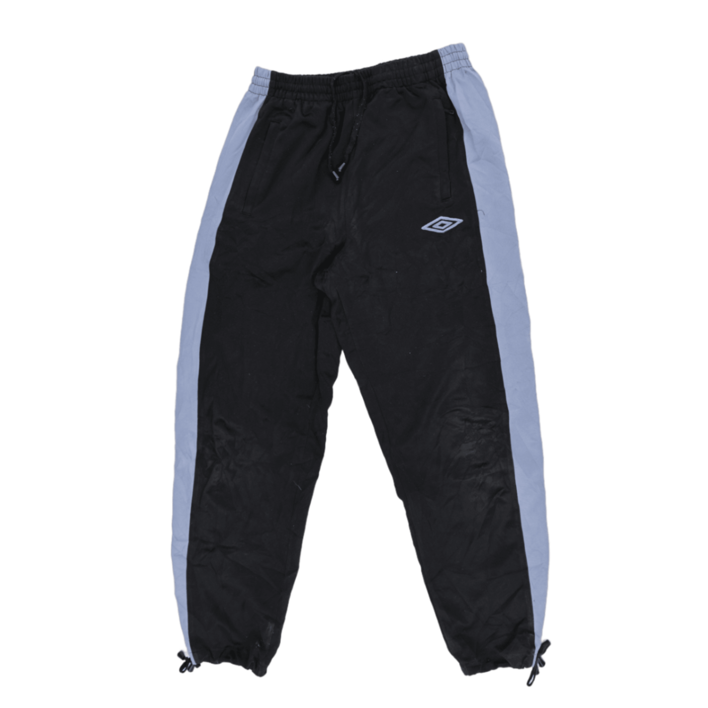 Umbro Vintage Black Track Pants with Blue Side Stripe Size L Polyester