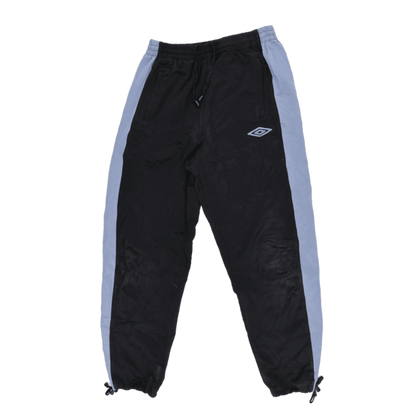 Umbro Vintage Black Track Pants with Blue Side Stripe Size L Polyester