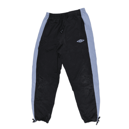 Umbro Vintage Black Track Pants with Blue Side Stripe Size L Polyester