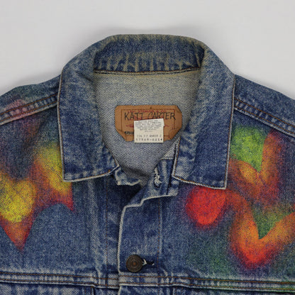 Levi's Vintage Hand Painted Denim Jacket Blue Large 100% Cotton Casual Collared