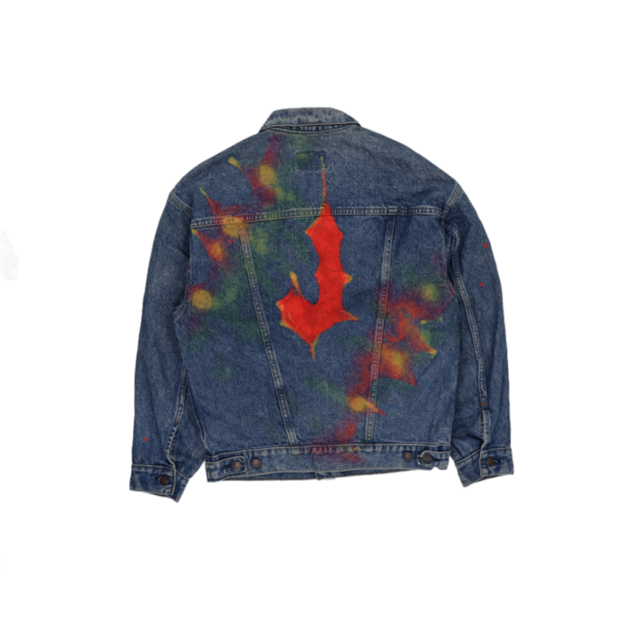 Levi's Vintage Hand Painted Denim Jacket Blue Large 100% Cotton Casual Collared