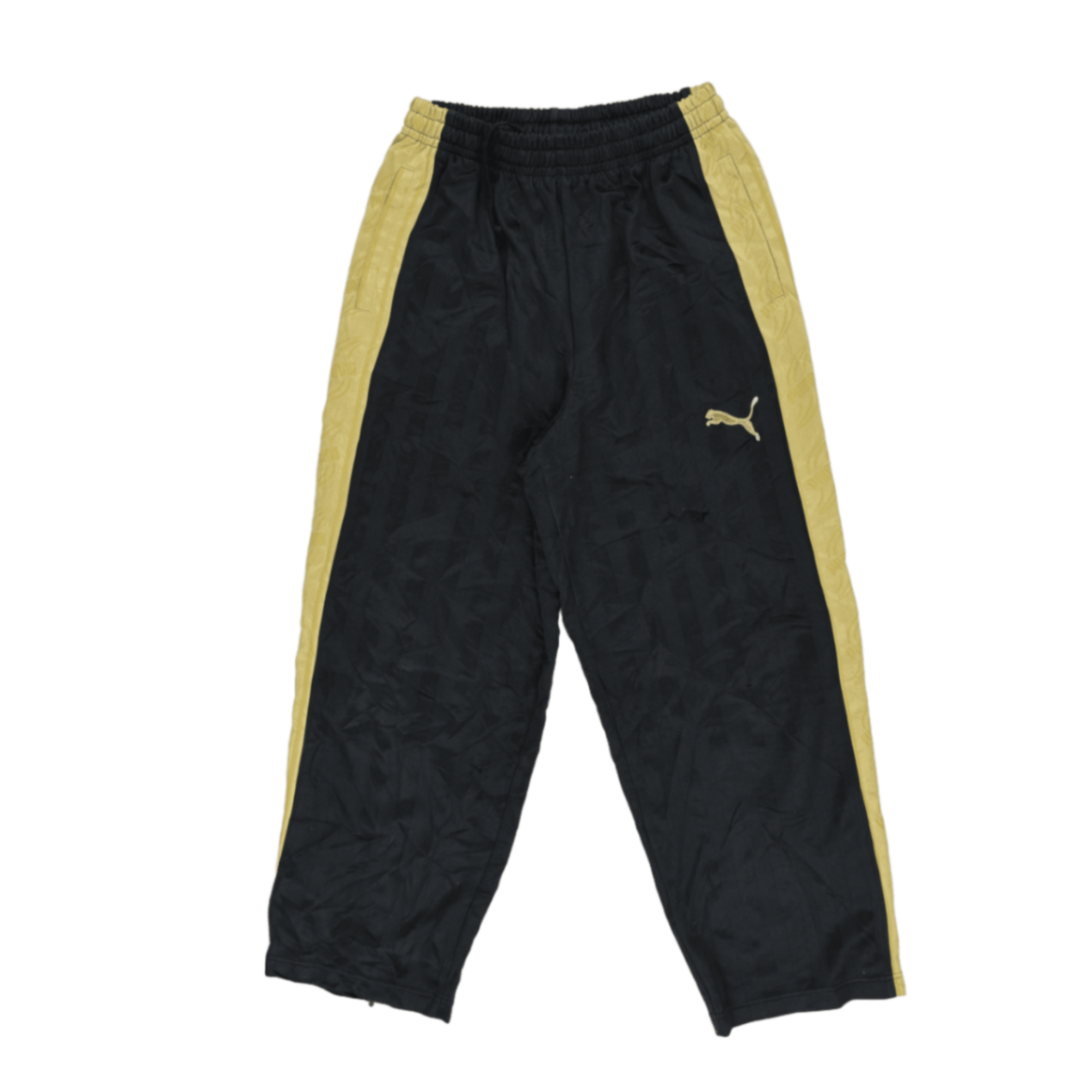 PUMA Vintage Black Gold Track Pants Men Medium Polyester 78 Inseam