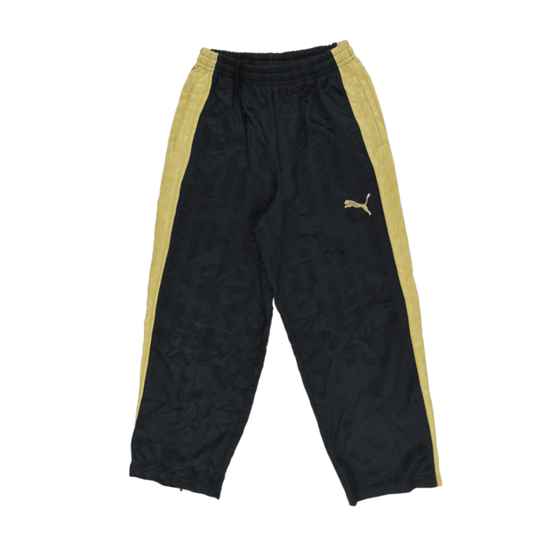 PUMA Vintage Black Gold Track Pants Men Medium Polyester 78 Inseam