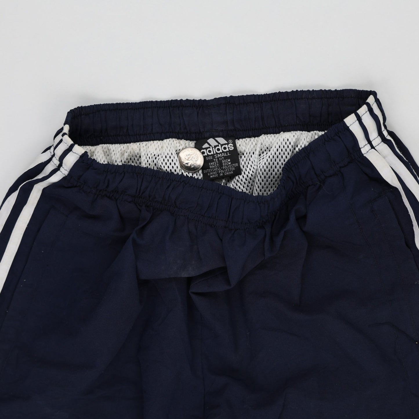 adidas Navy Blue Athletic Track Pants Small 75 cm Inseam 34 cm Waist Polyester Vintage