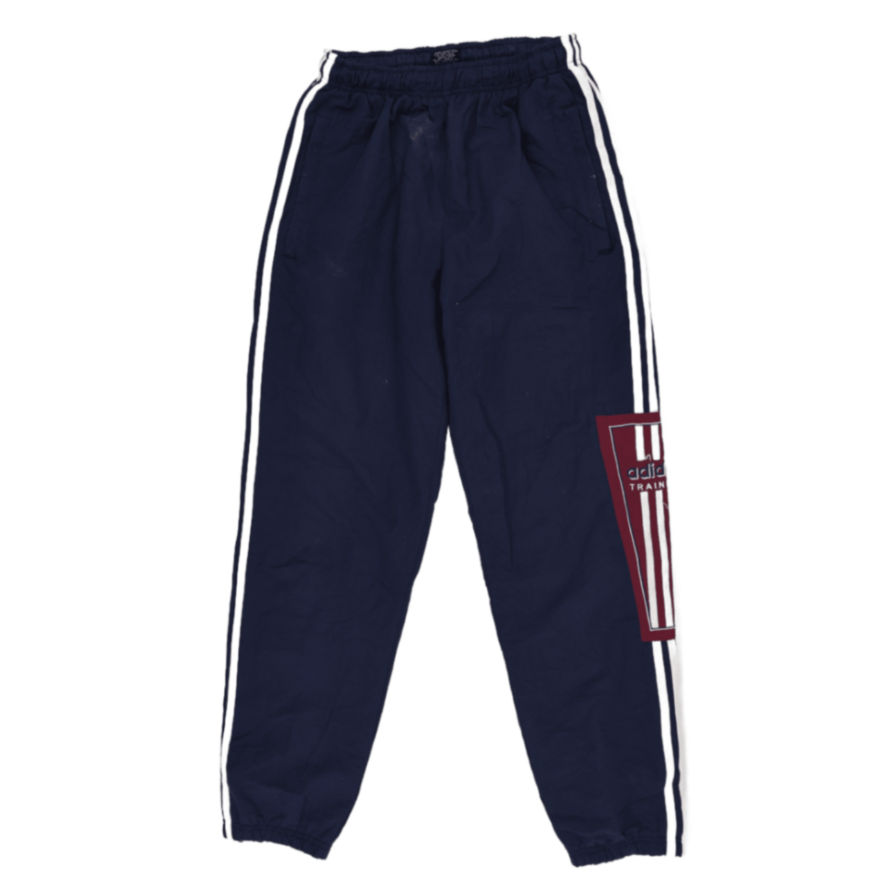 adidas Navy Blue Athletic Track Pants Small 75 cm Inseam 34 cm Waist Polyester Vintage