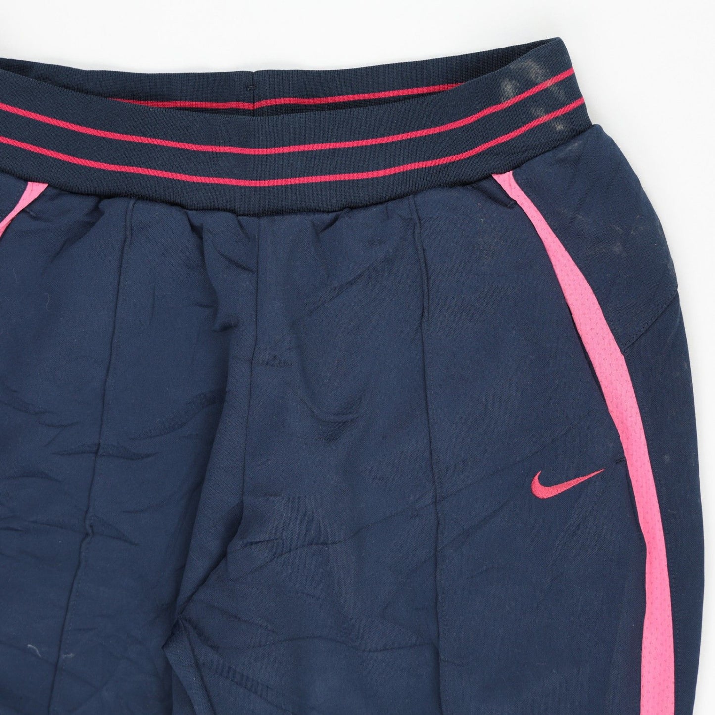Nike Women's Track Pants Navy Pink Large 77cm Inseam 40cm Waist Polyester