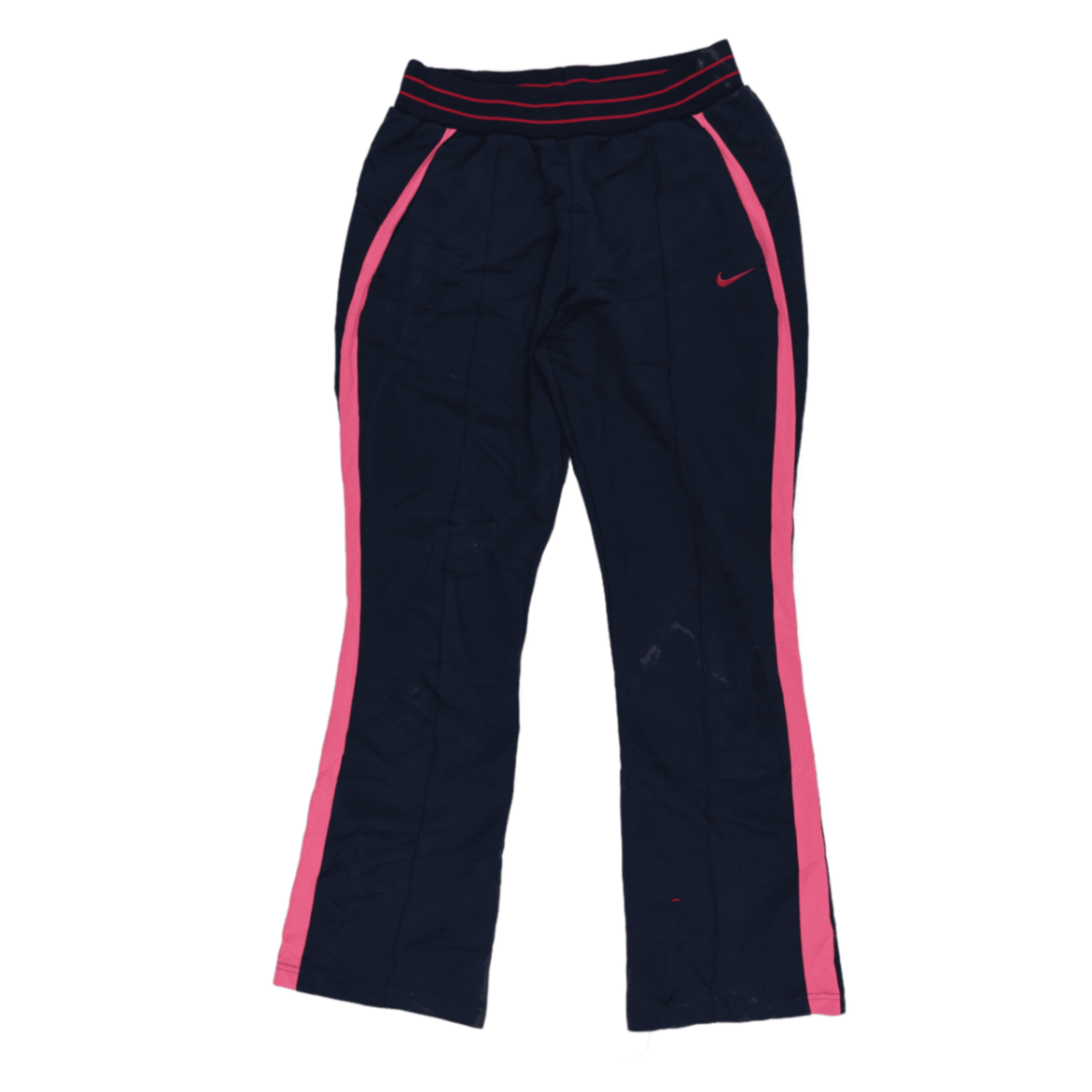 Nike Women's Track Pants Navy Pink Large 77cm Inseam 40cm Waist Polyester