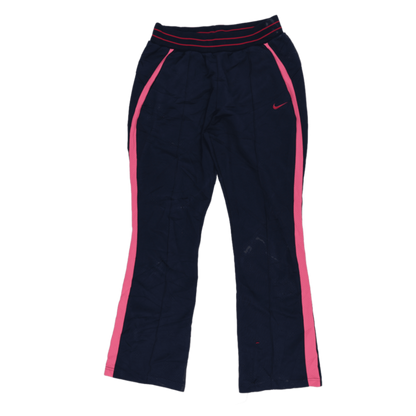 Nike Women's Track Pants Navy Pink Large 77cm Inseam 40cm Waist Polyester