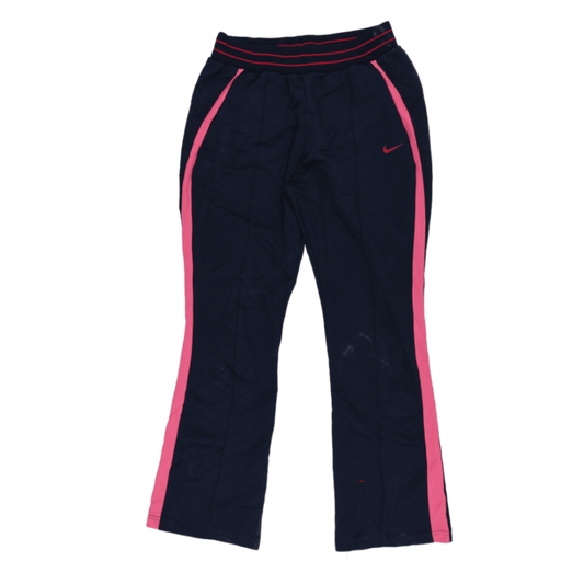 Nike Women's Track Pants Navy Pink Large 77cm Inseam 40cm Waist Polyester