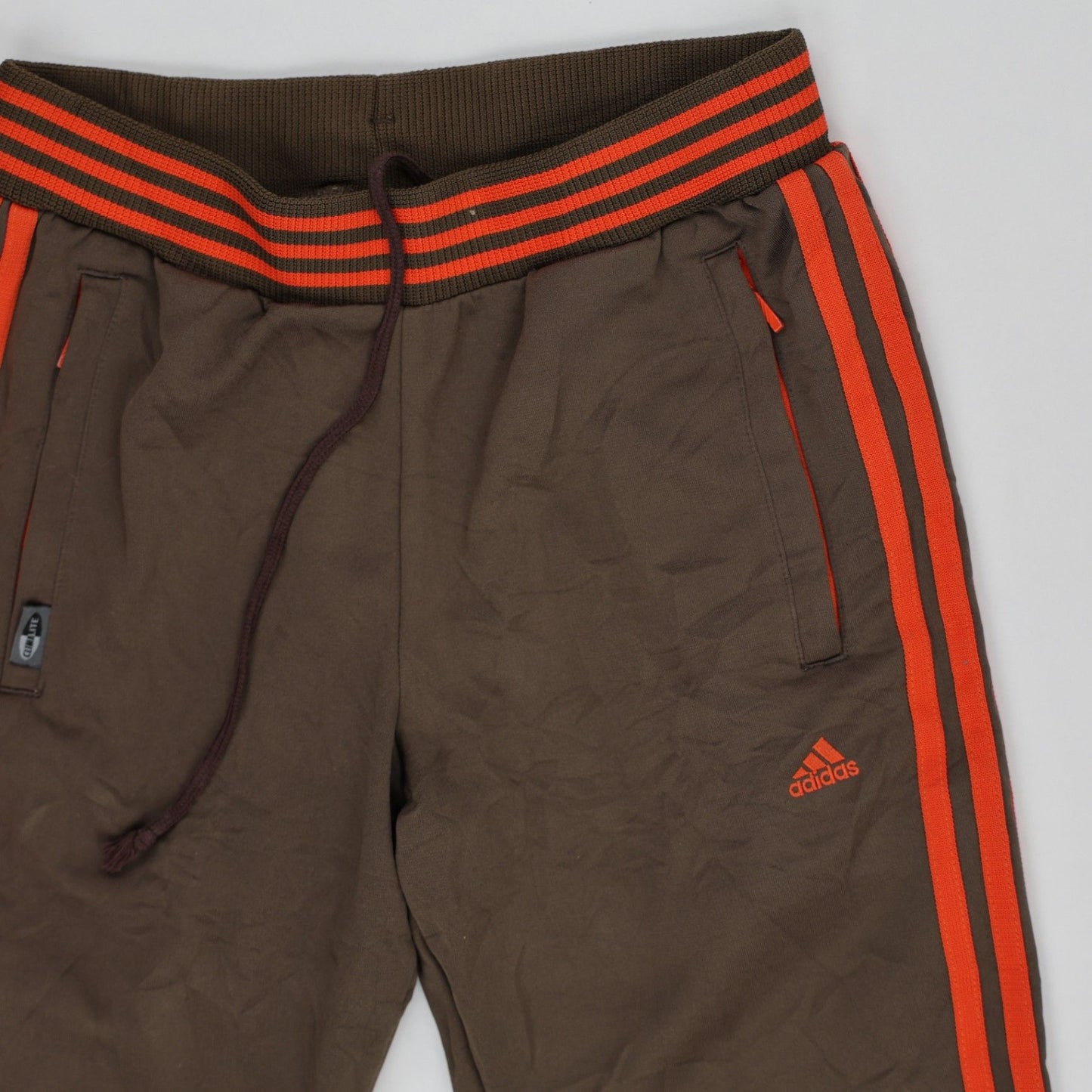 Adidas Vintage Brown Red Stripe Track Pants Large Polyester Cotton Blend
