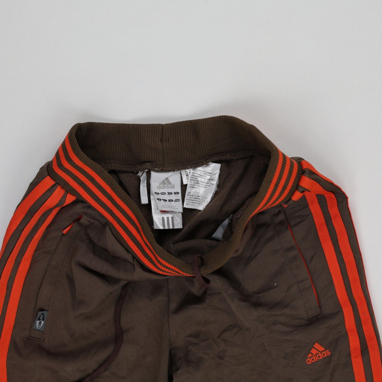 Adidas Vintage Brown Red Stripe Track Pants Large Polyester Cotton Blend