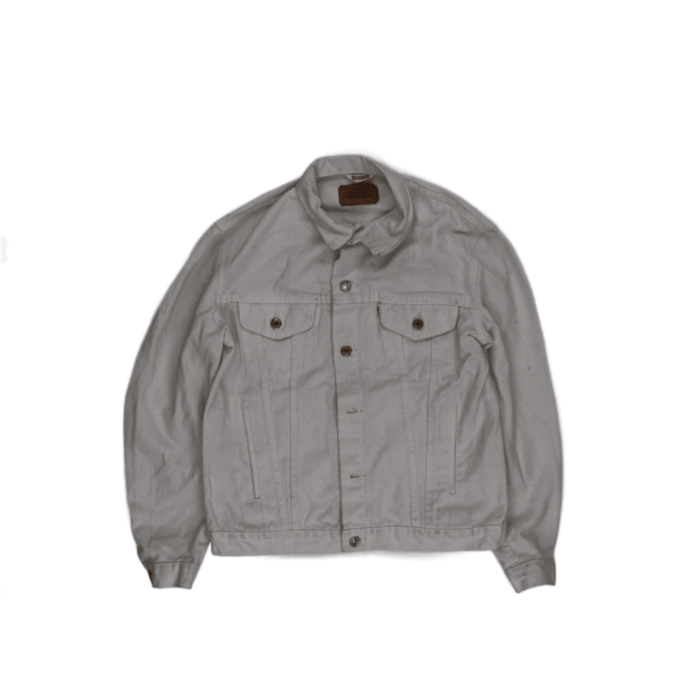 Levi's White Denim Trucker Jacket Size 42 Large 100% Cotton Vintage Men's Clothing