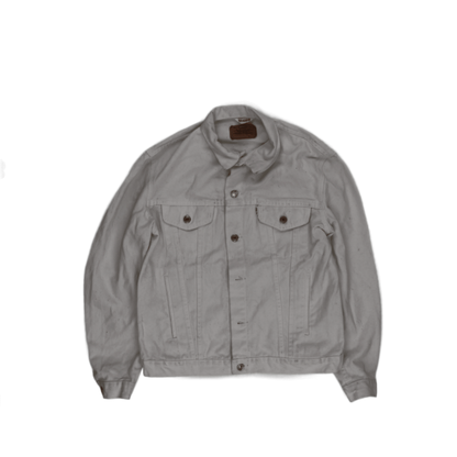 Levi's White Denim Trucker Jacket Size 42 Large 100% Cotton Vintage Men's Clothing