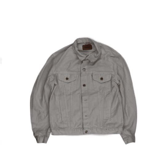 Levi's White Denim Trucker Jacket Size 42 Large 100% Cotton Vintage Men's Clothing