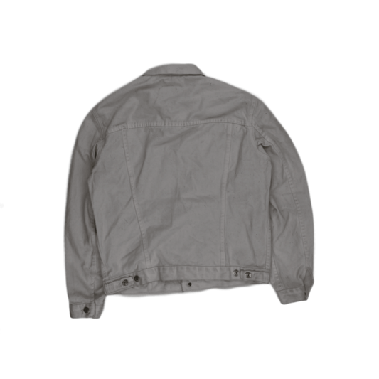 Levi's White Denim Trucker Jacket Size 42 Large 100% Cotton Vintage Men's Clothing