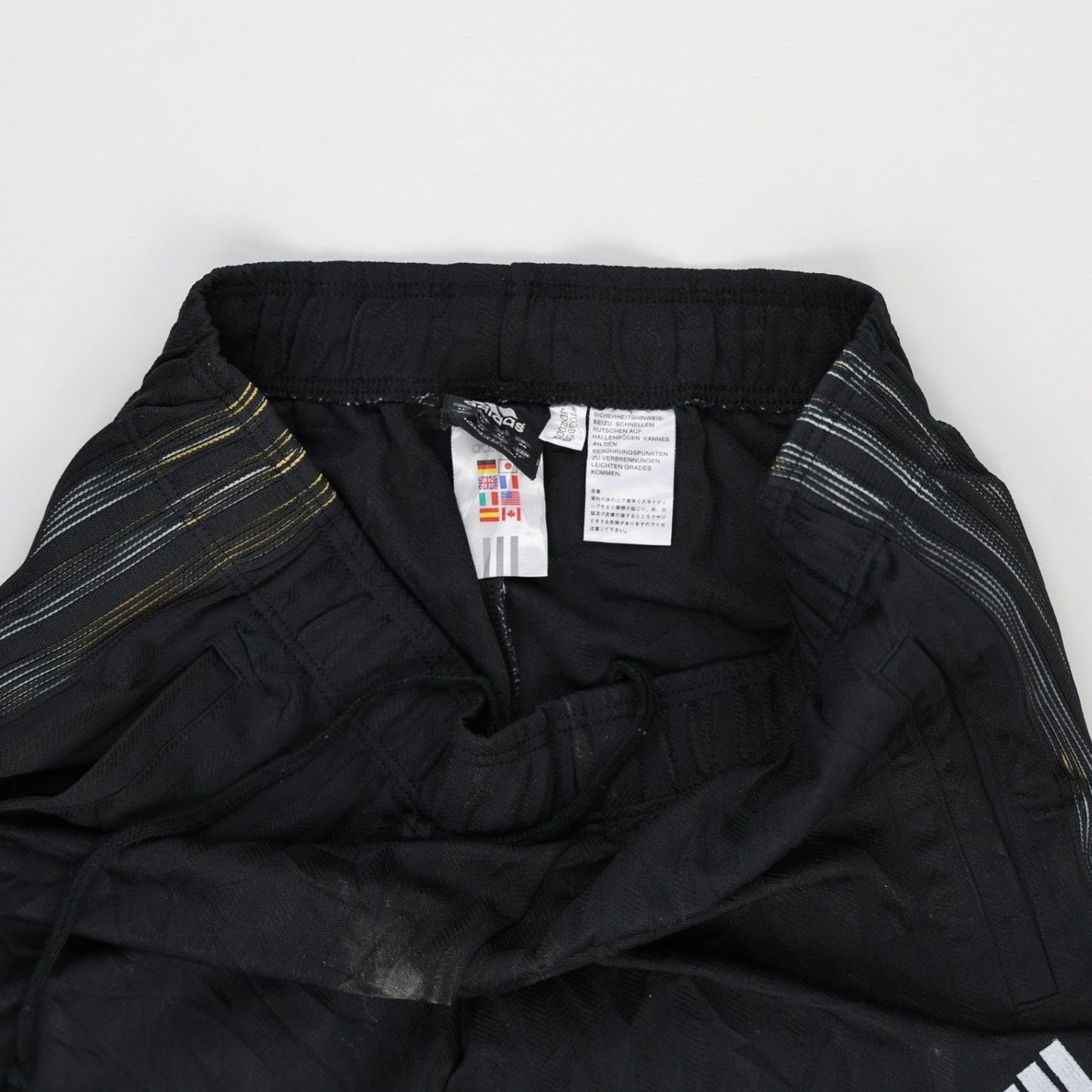 adidas Black Track Trousers Men's Size Medium 76 cm Inseam 42 cm Waist Polyester Used Good