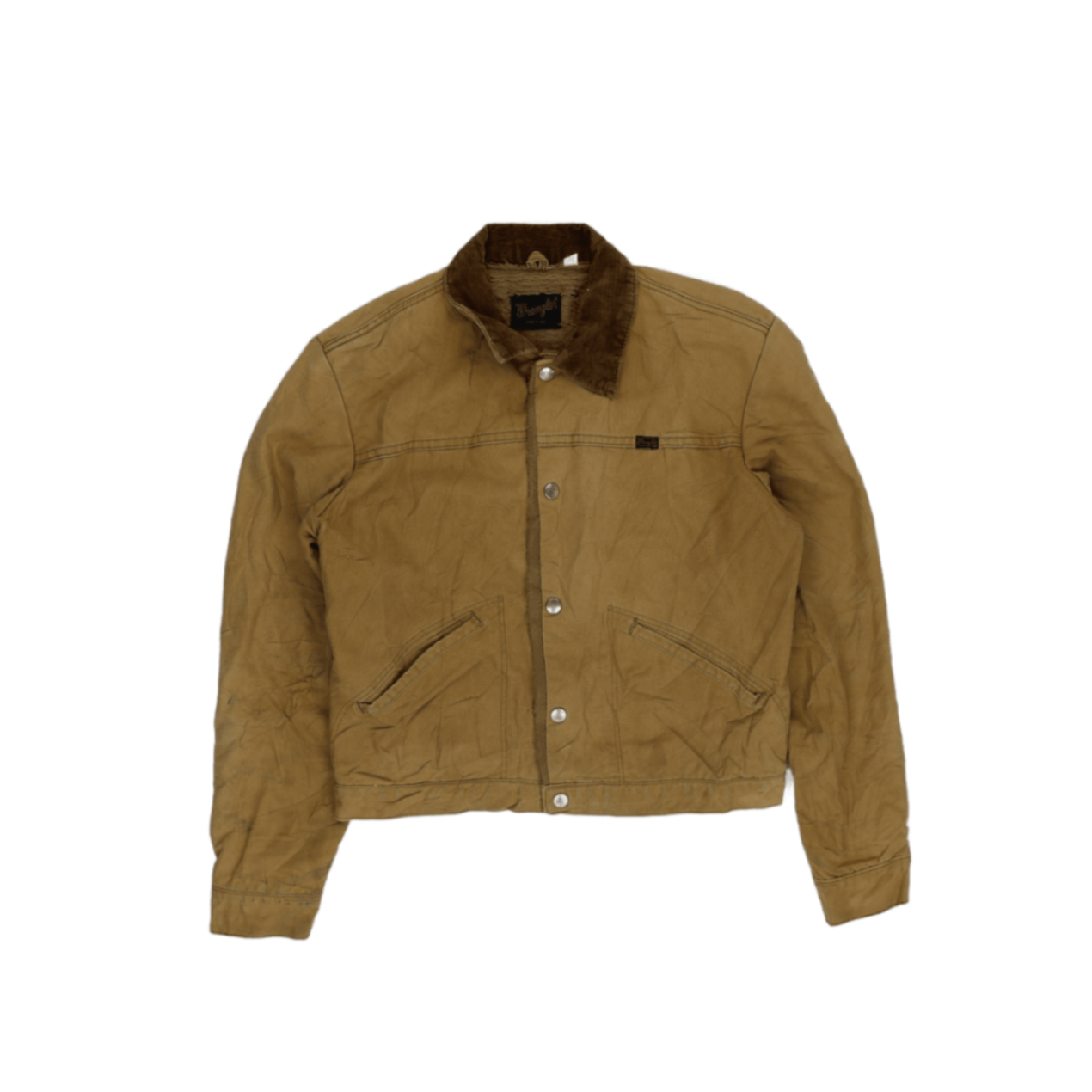 Wrangler Vintage Sherpa Lined Jacket Tan Medium Cotton Polyester Western Workwear