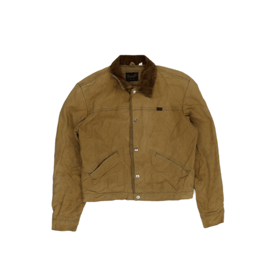 Wrangler Vintage Sherpa Lined Jacket Tan Medium Cotton Polyester Western Workwear