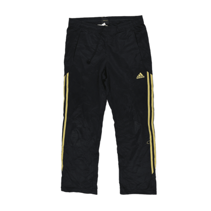 adidas Black Track Trousers Large 78 cm Inseam 38 cm Waist Polyester Mens