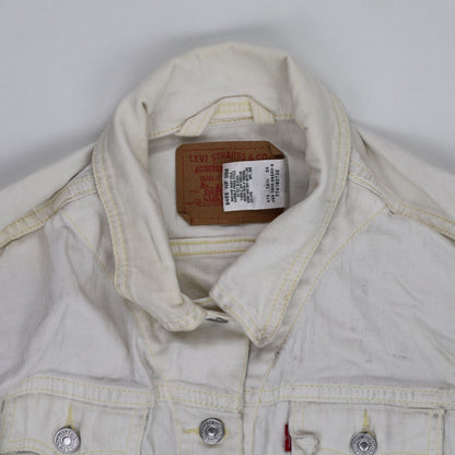 Levi's Womens White Denim Jacket Size Medium Cotton Vintage Collared