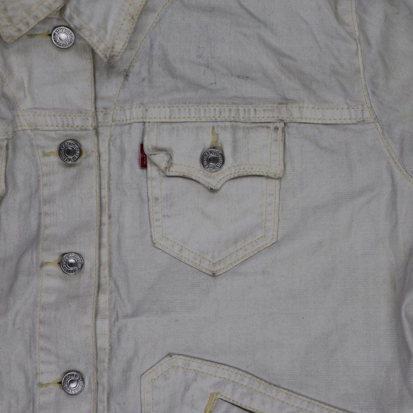 Levi's Womens White Denim Jacket Size Medium Cotton Vintage Collared