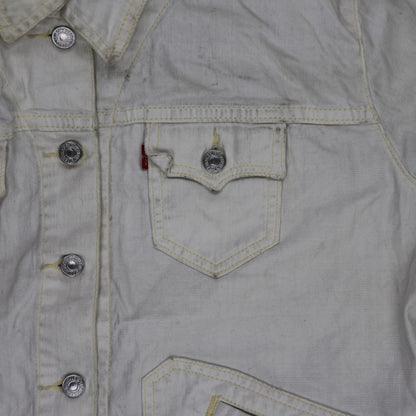Levi's Womens White Denim Jacket Size Medium Cotton Vintage Collared