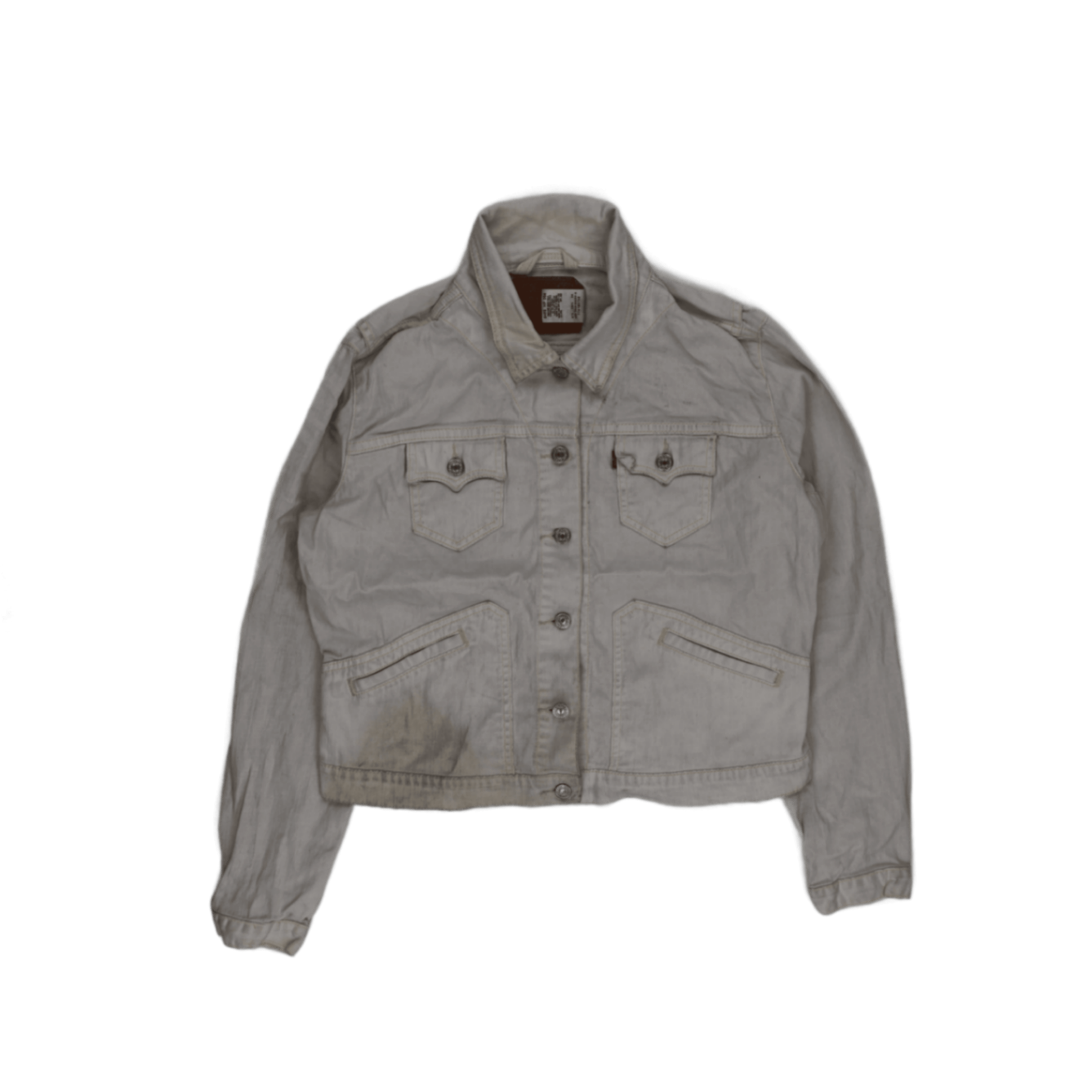 Levi's Womens White Denim Jacket Size Medium Cotton Vintage Collared