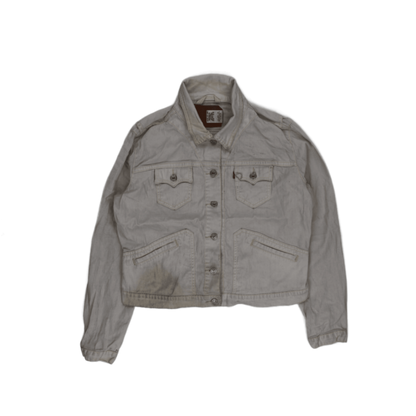 Levi's Womens White Denim Jacket Size Medium Cotton Vintage Collared