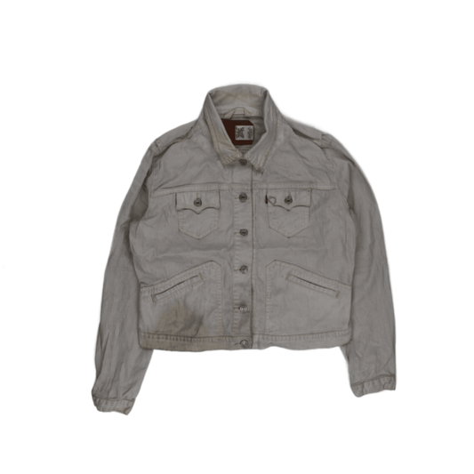 Levi's Womens White Denim Jacket Size Medium Cotton Vintage Collared