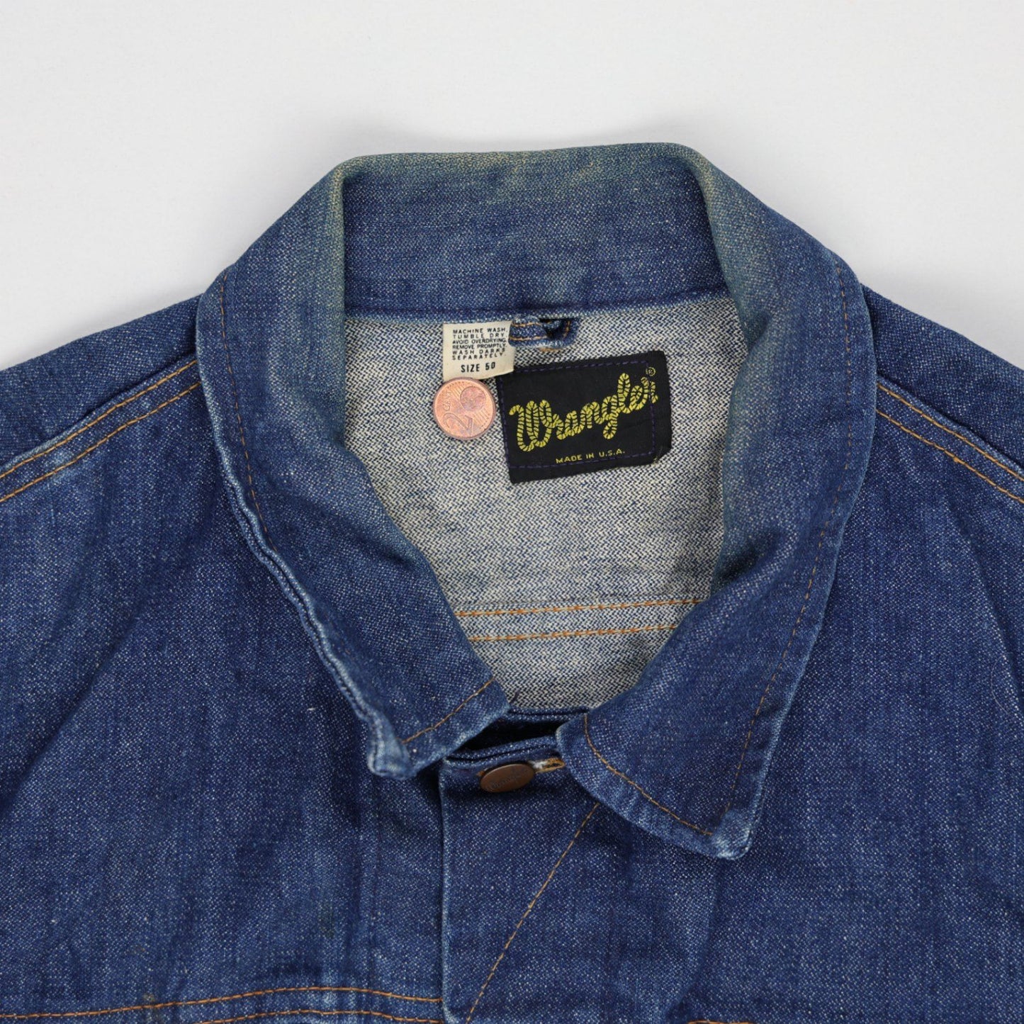 Wrangler Vintage Denim Trucker Jacket Blue Size 50 Large Cotton
