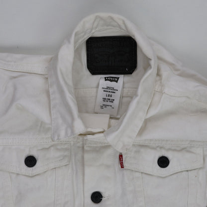 Levi's White Denim Trucker Jacket Youth Large 12-13 Years Cotton