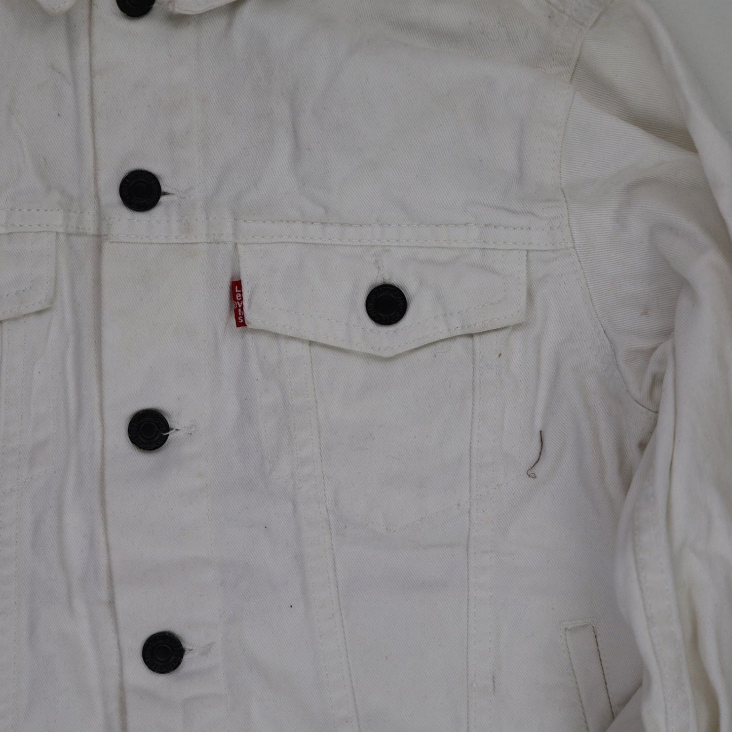 Levi's White Denim Trucker Jacket Youth Large 12-13 Years Cotton